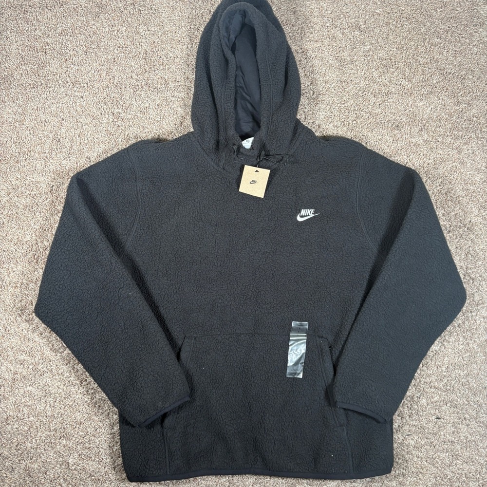 Nike Sportswear Club Fleece+ Winterized Sherpa Hoodie Black DV8154-010 Mens L